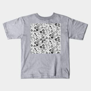 Gray Splashed Flowers Kids T-Shirt